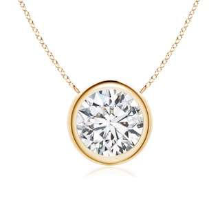 8mm HSI2 Bezel-Set Round Diamond Solitaire Necklace in Yellow Gold
