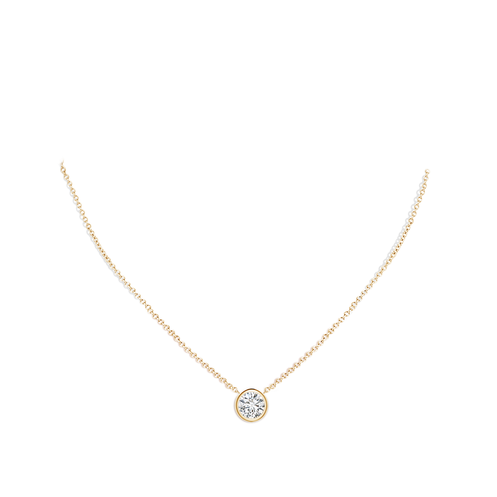 8mm HSI2 Bezel-Set Round Diamond Solitaire Necklace in Yellow Gold pen