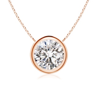 8mm IJI1I2 Bezel-Set Round Diamond Solitaire Necklace in Rose Gold