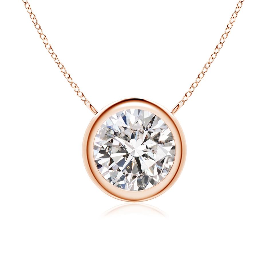 8mm IJI1I2 Bezel-Set Round Diamond Solitaire Necklace in Rose Gold 
