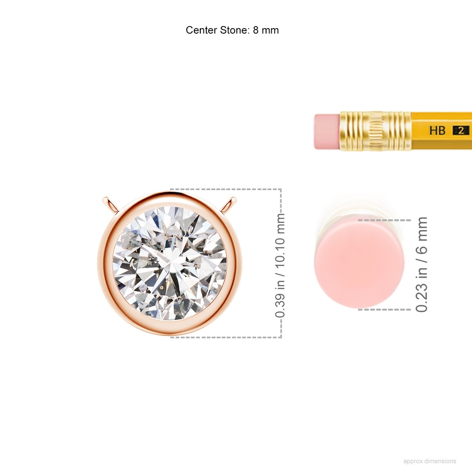 8mm IJI1I2 Bezel-Set Round Diamond Solitaire Necklace in Rose Gold ruler