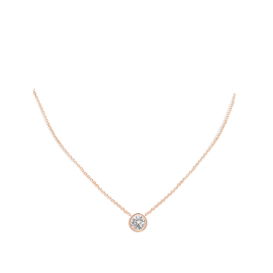 8mm IJI1I2 Bezel-Set Round Diamond Solitaire Necklace in Rose Gold pen