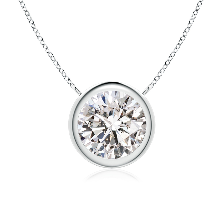 8mm IJI1I2 Bezel-Set Round Diamond Solitaire Necklace in White Gold 