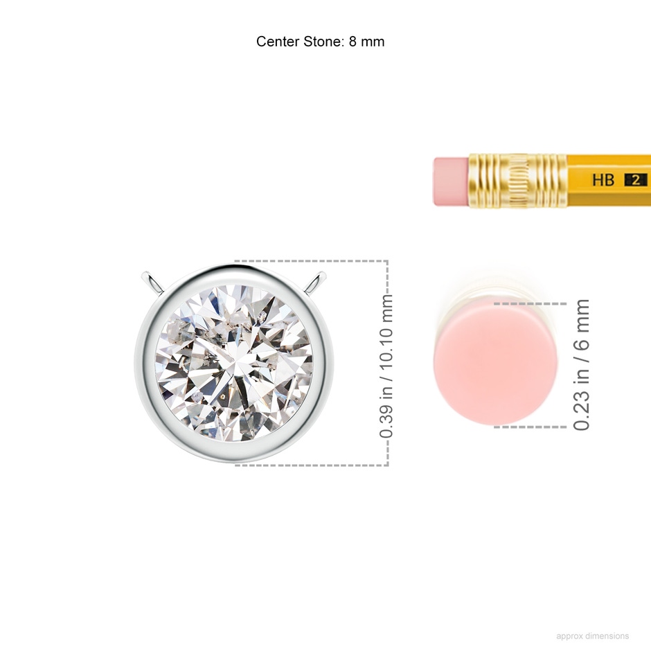 8mm IJI1I2 Bezel-Set Round Diamond Solitaire Necklace in White Gold ruler