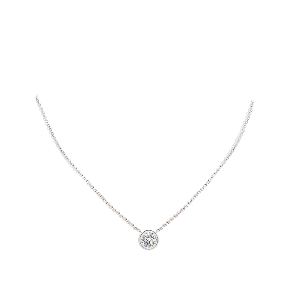 8mm IJI1I2 Bezel-Set Round Diamond Solitaire Necklace in White Gold pen
