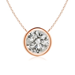 8mm KI3 Bezel-Set Round Diamond Solitaire Necklace in 9K Rose Gold