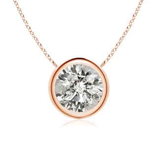 8mm KI3 Bezel-Set Round Diamond Solitaire Necklace in Rose Gold