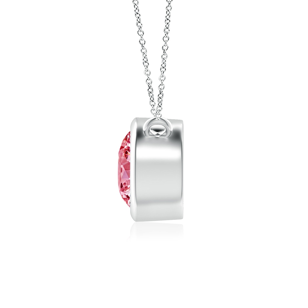 5.1mm AAAA Bezel-Set Round Fancy Intense Pink Diamond Solitaire Necklace in P950 Platinum - side 199