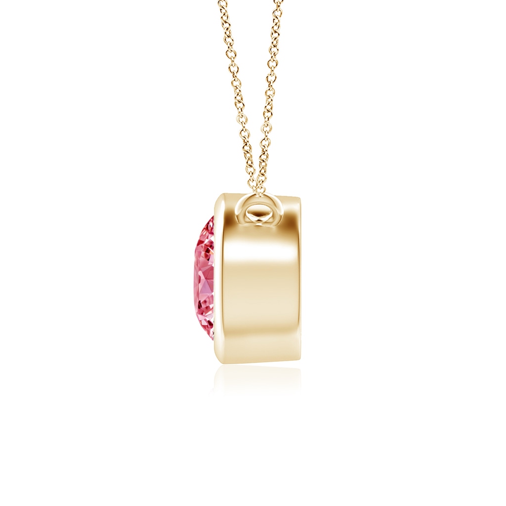 5.1mm AAAA Bezel-Set Round Fancy Intense Pink Diamond Solitaire Necklace in Yellow Gold - side 199