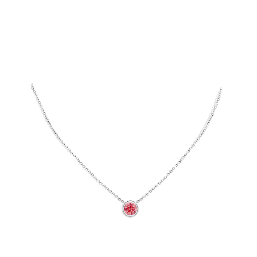 Bezel-Set Round Fancy Intense Pink Diamond Solitaire Necklace