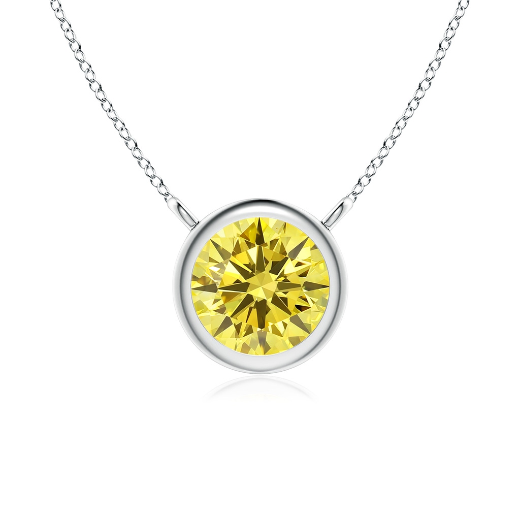 5.1mm AAAA Bezel-Set Round Fancy Intense Yellow Diamond Solitaire Necklace in P950 Platinum