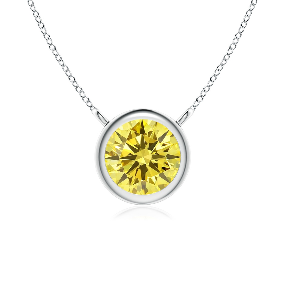 5.1mm AAAA Bezel-Set Round Fancy Intense Yellow Diamond Solitaire Necklace in P950 Platinum 