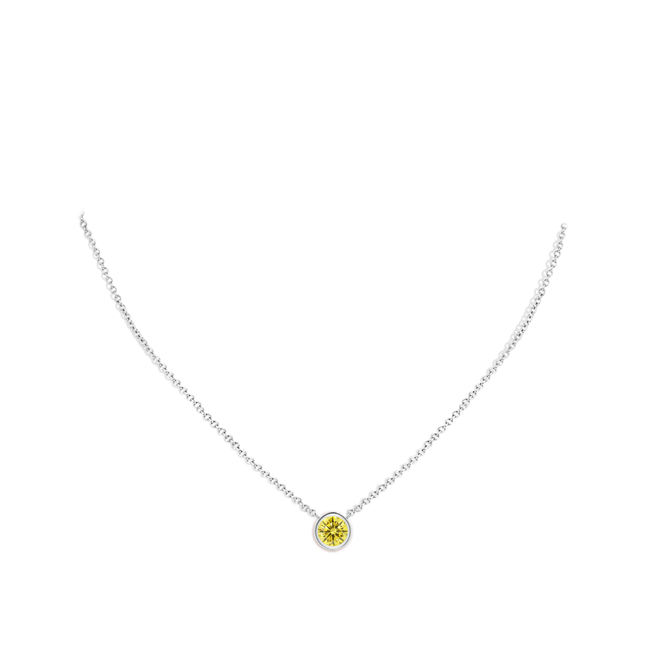 5.1mm AAAA Bezel-Set Round Fancy Intense Yellow Diamond Solitaire Necklace in P950 Platinum pen