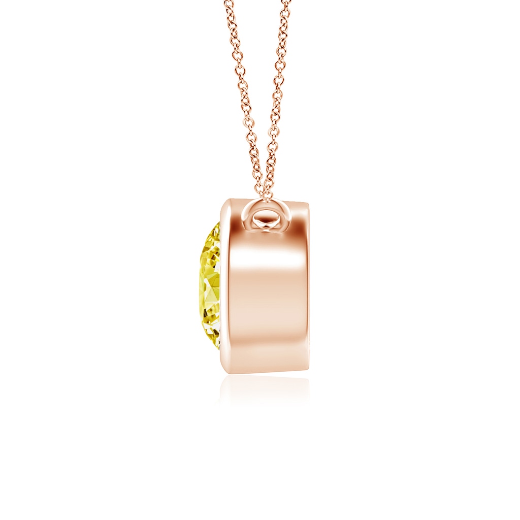 5.1mm AAAA Bezel-Set Round Fancy Intense Yellow Diamond Solitaire Necklace in Rose Gold - side 199