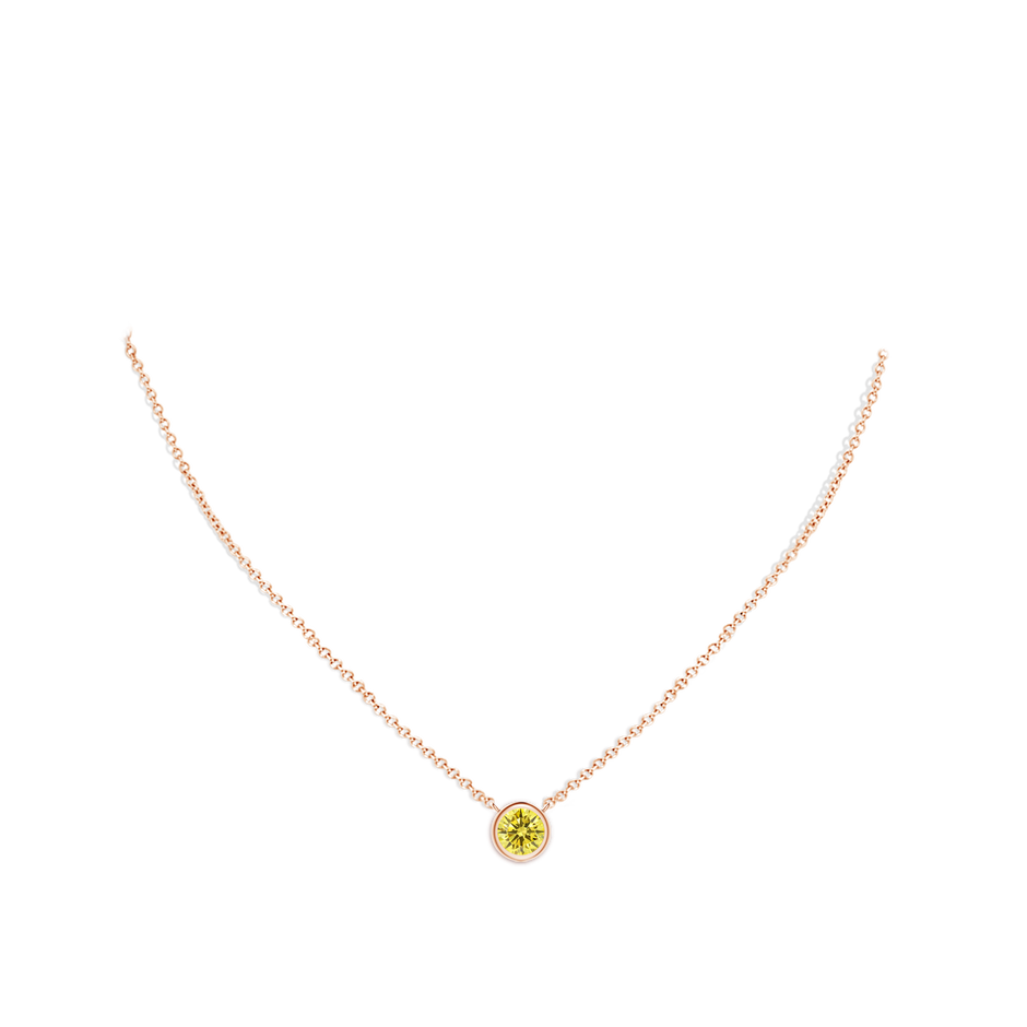 5.1mm AAAA Bezel-Set Round Fancy Intense Yellow Diamond Solitaire Necklace in Rose Gold pen