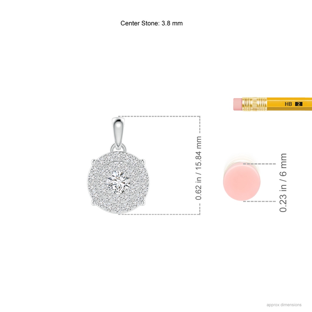 3.8mm HSI2 Dangling Diamond Clustre Pendant in White Gold Ruler