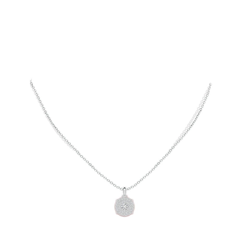 3.8mm HSI2 Dangling Diamond Clustre Pendant in White Gold body-neck