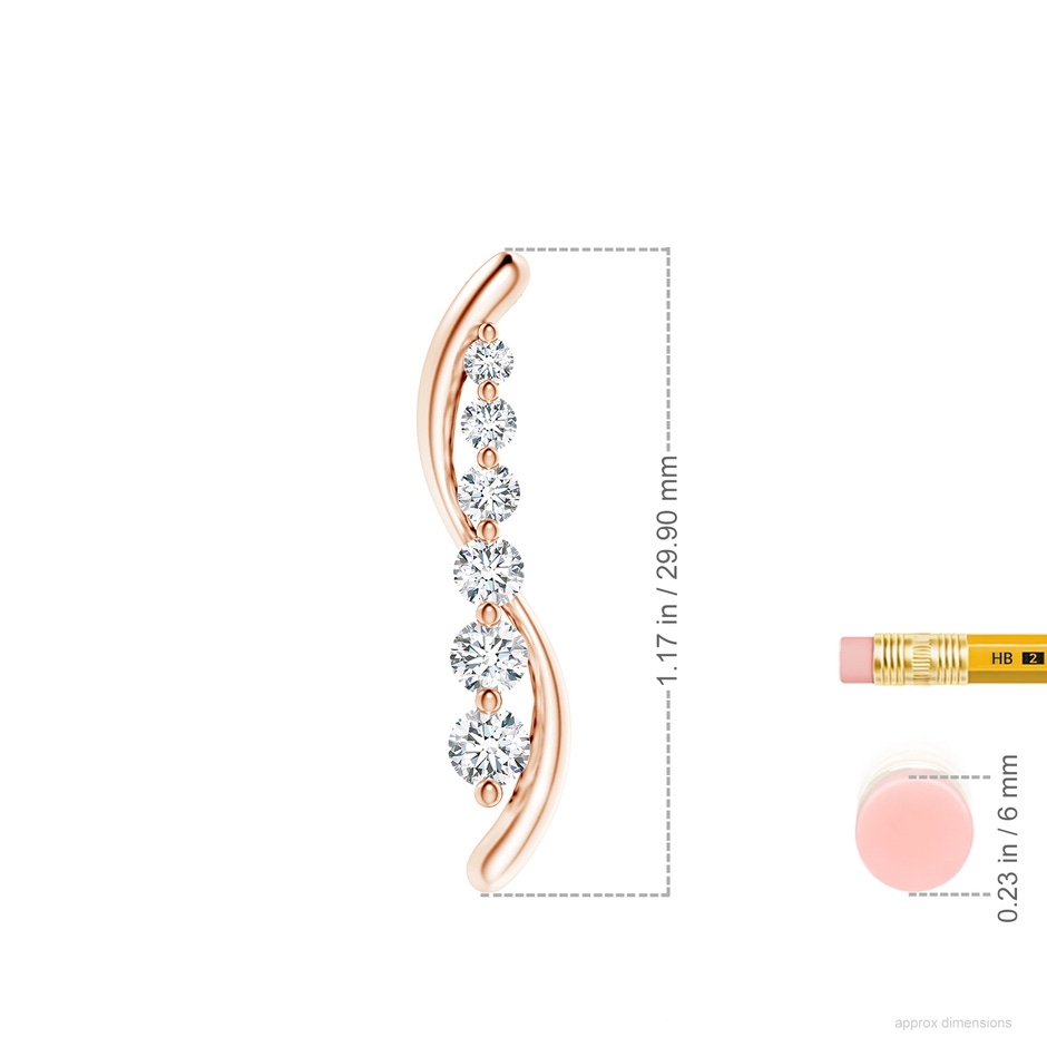 3.8mm GVS2 Six Stone Diamond Journey Necklace in Rose Gold ruler