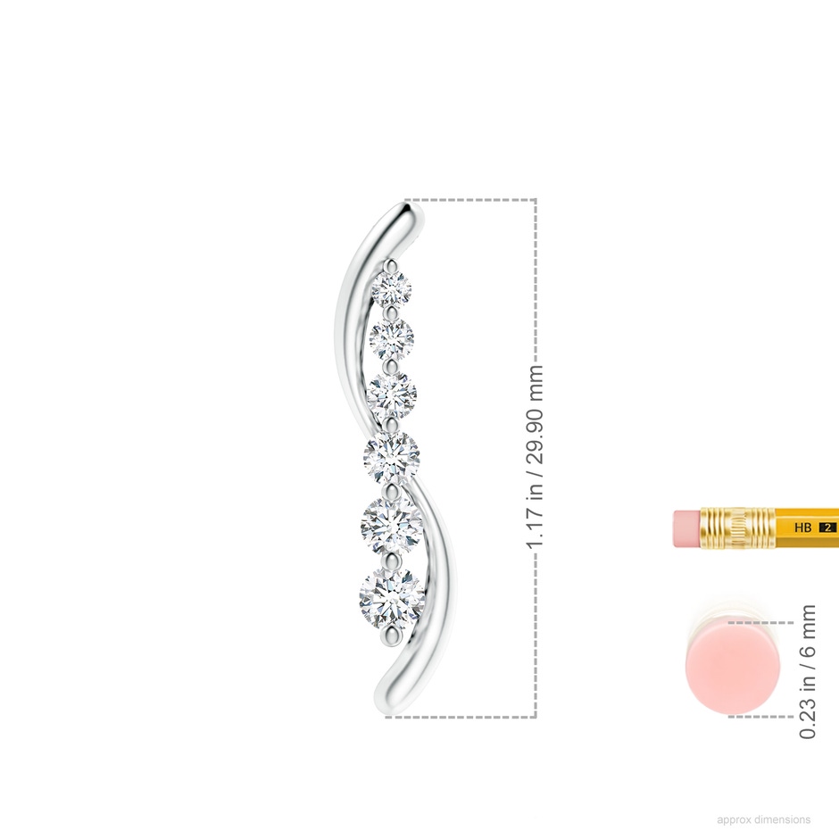 3.8mm GVS2 Six Stone Diamond Journey Necklace in White Gold ruler