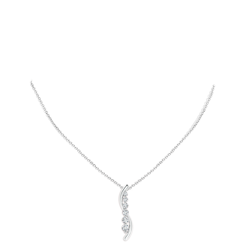 3.8mm GVS2 Six Stone Diamond Journey Necklace in White Gold pen