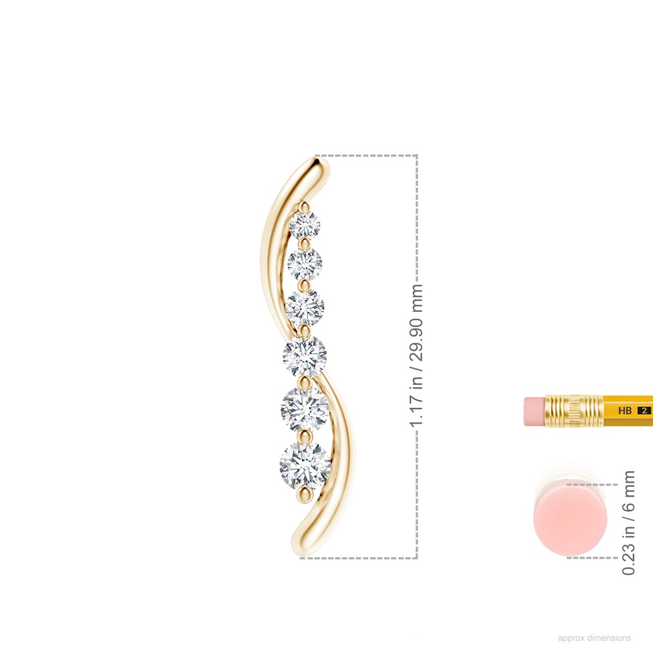 3.8mm GVS2 Six Stone Diamond Journey Necklace in Yellow Gold ruler