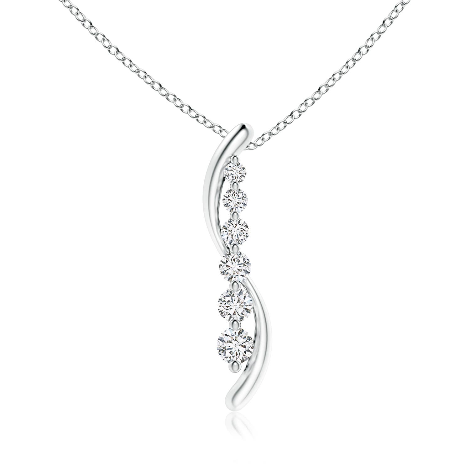 3.8mm HSI2 Six Stone Diamond Journey Necklace in 18K White Gold