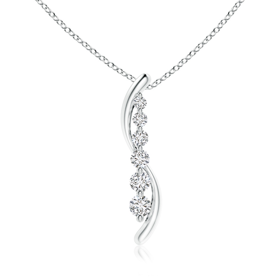 3.8mm HSI2 Six Stone Diamond Journey Necklace in 18K White Gold 