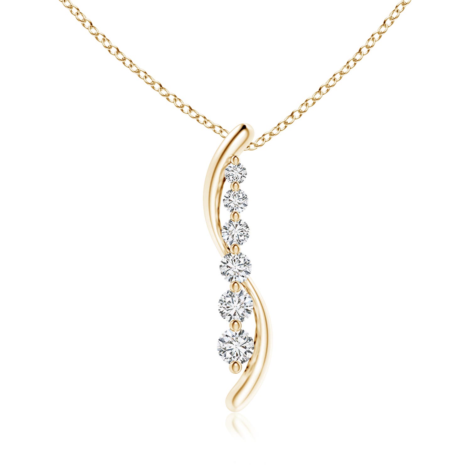 3.8mm HSI2 Six Stone Diamond Journey Necklace in 18K Yellow Gold