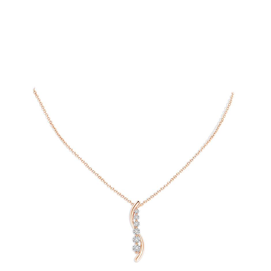 3.8mm HSI2 Six Stone Diamond Journey Necklace in Rose Gold pen