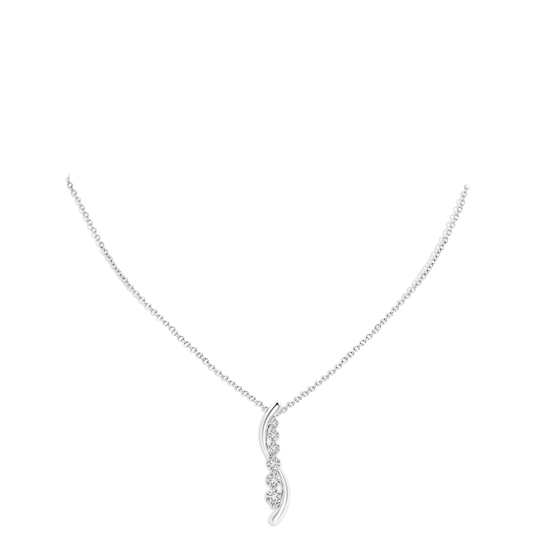 3.8mm HSI2 Six Stone Diamond Journey Necklace in White Gold - body_neck