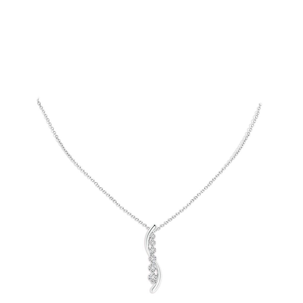 3.8mm HSI2 Six Stone Diamond Journey Necklace in White Gold pen