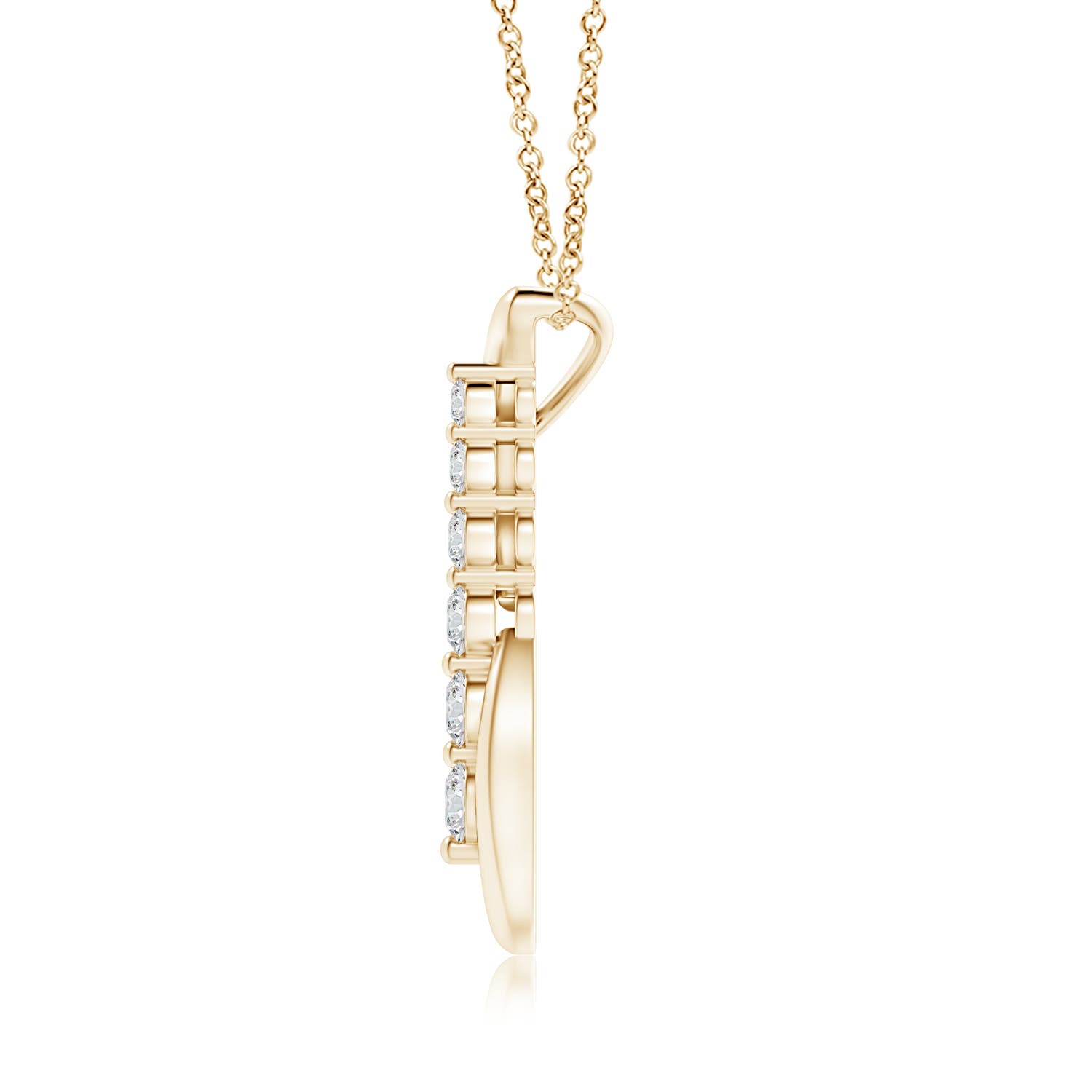3.8mm HSI2 Six Stone Diamond Journey Necklace in Yellow Gold