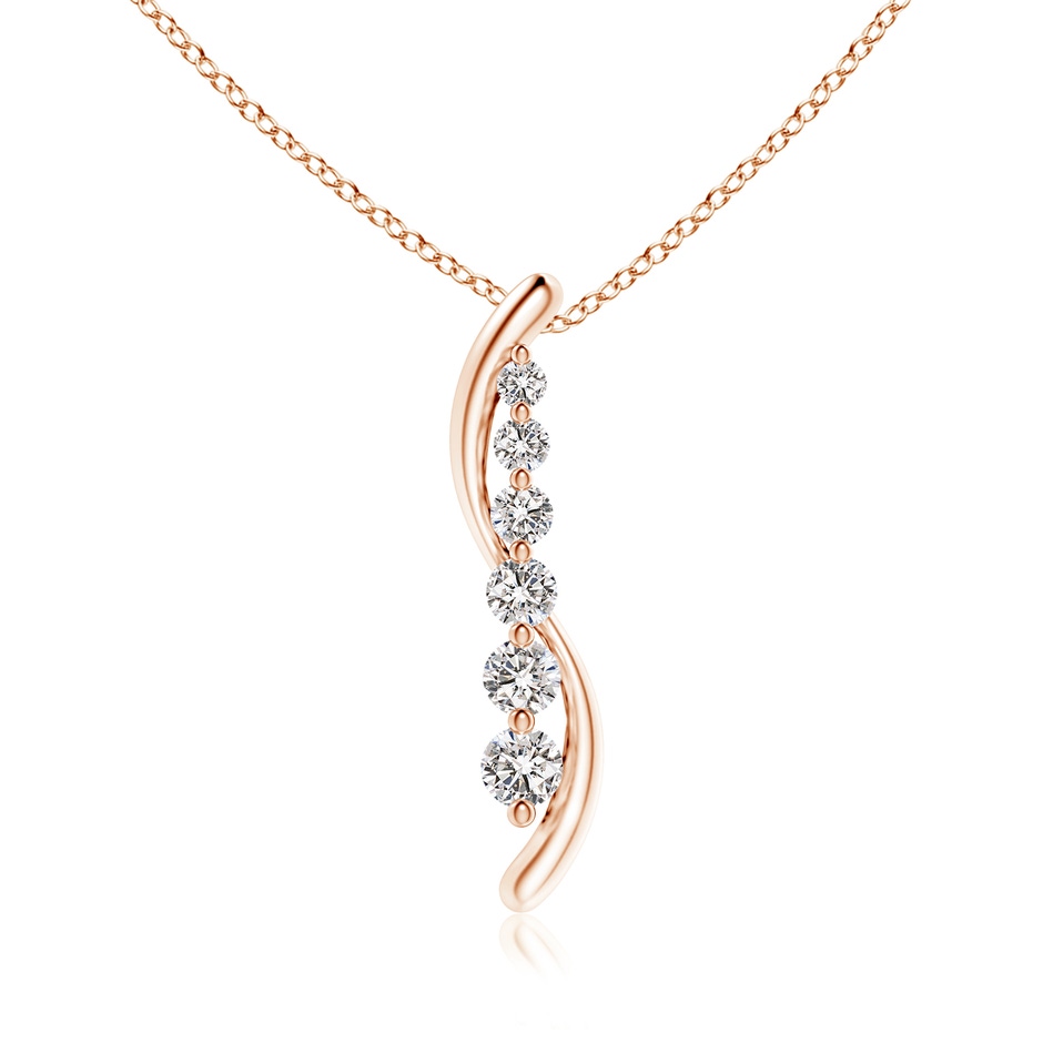 3.8mm IJI1I2 Six Stone Diamond Journey Necklace in Rose Gold 