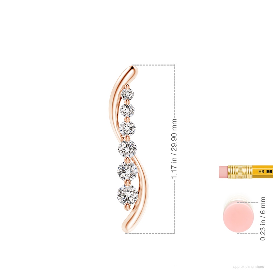 3.8mm IJI1I2 Six Stone Diamond Journey Necklace in Rose Gold ruler