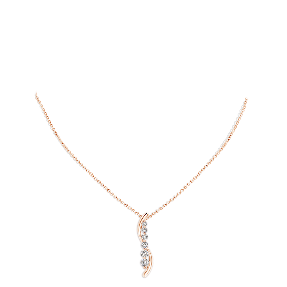3.8mm IJI1I2 Six Stone Diamond Journey Necklace in Rose Gold pen