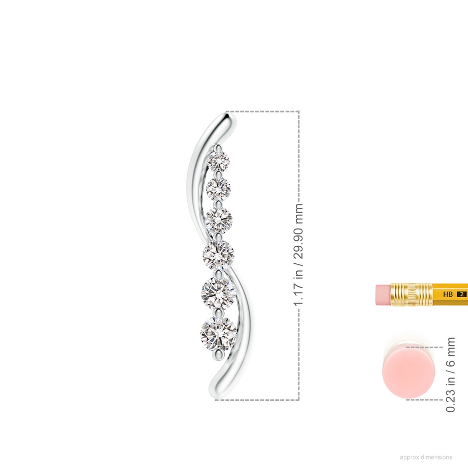 3.8mm IJI1I2 Six Stone Diamond Journey Necklace in White Gold ruler