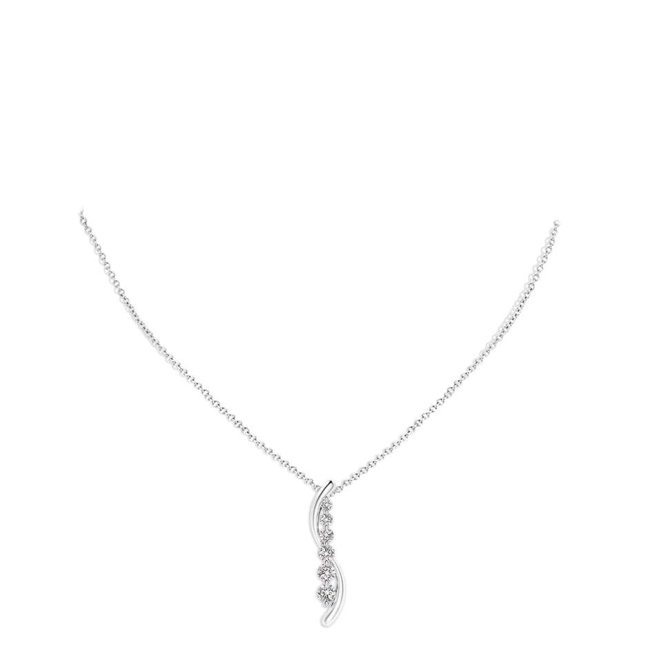 3.8mm IJI1I2 Six Stone Diamond Journey Necklace in White Gold pen