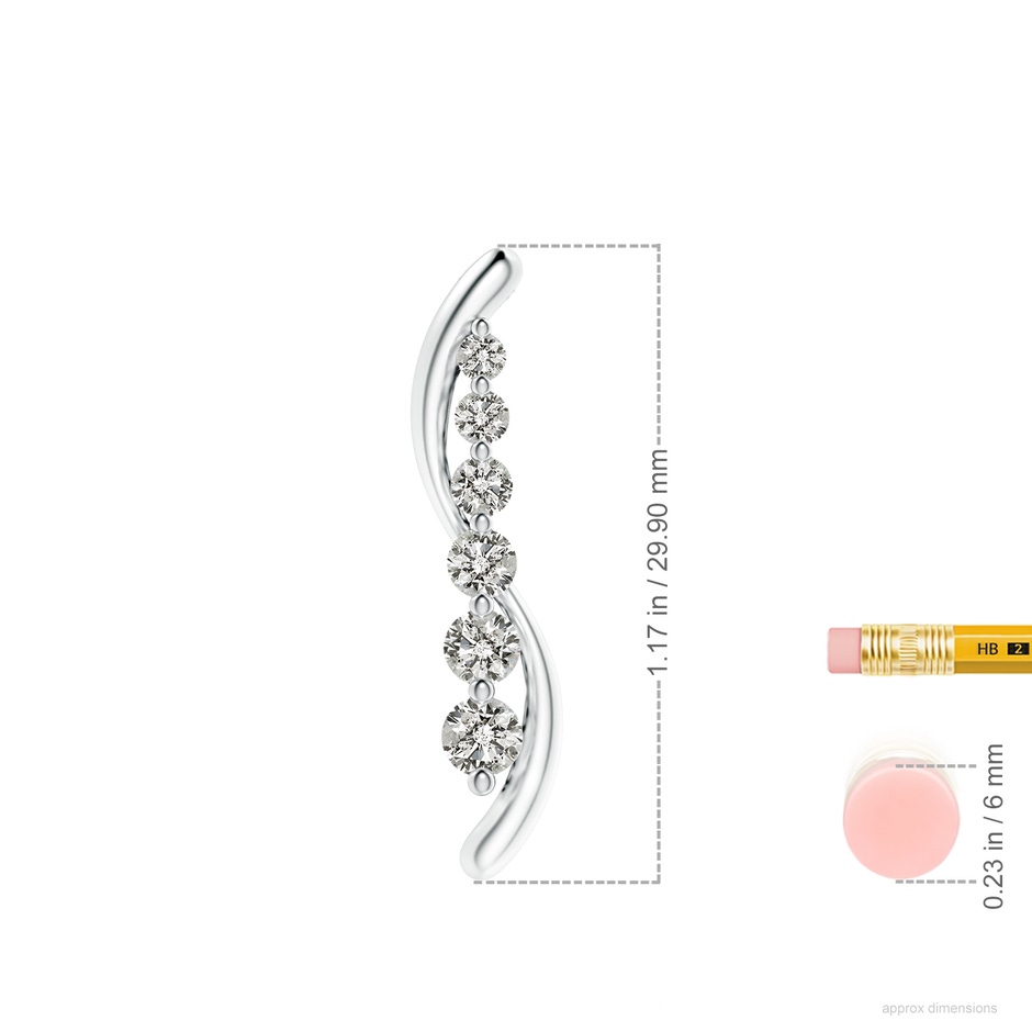 3.8mm KI3 Six Stone Diamond Journey Necklace in White Gold ruler