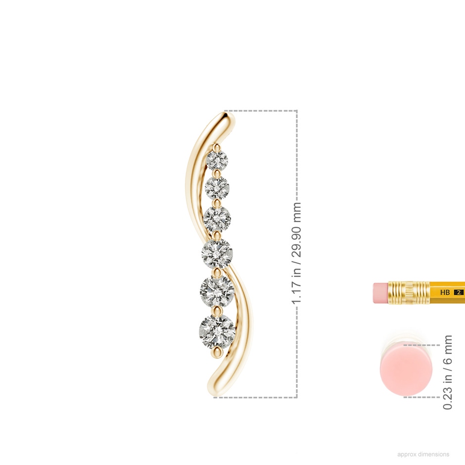 3.8mm KI3 Six Stone Diamond Journey Necklace in Yellow Gold ruler