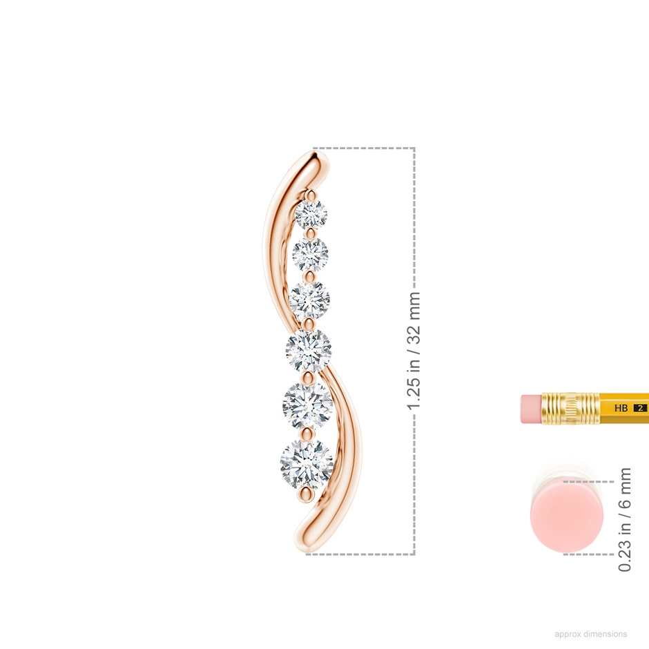 4.2mm GVS2 Six Stone Diamond Journey Necklace in Rose Gold ruler