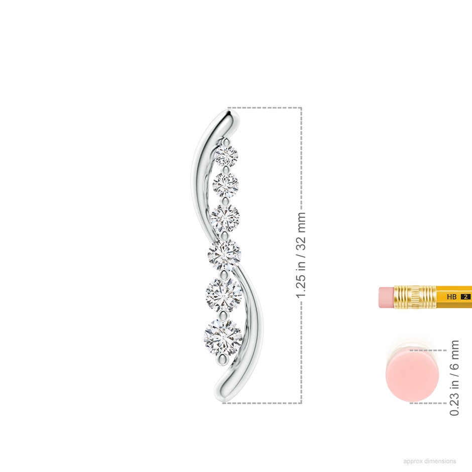 4.2mm HSI2 Six Stone Diamond Journey Necklace in P950 Platinum ruler