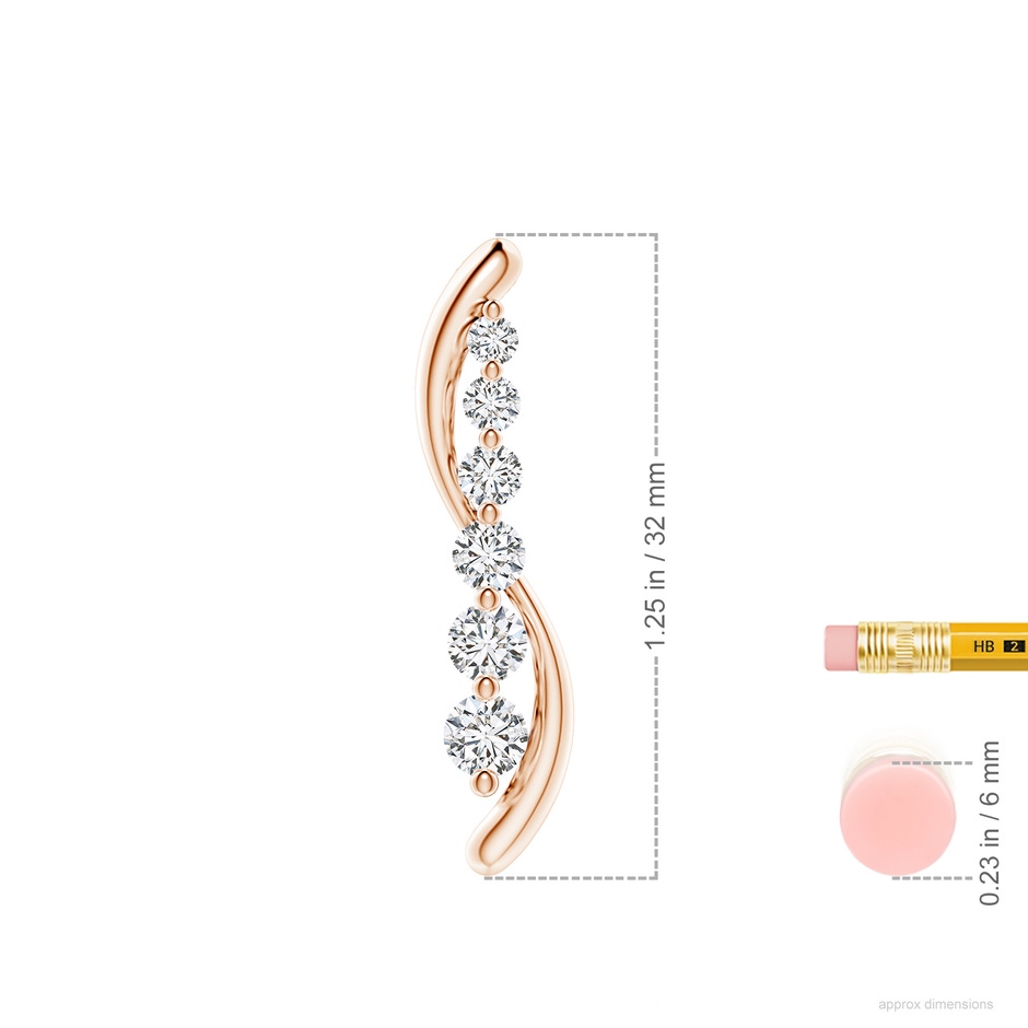 4.2mm HSI2 Six Stone Diamond Journey Necklace in Rose Gold ruler