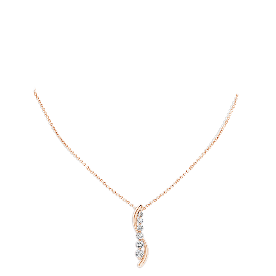 4.2mm HSI2 Six Stone Diamond Journey Necklace in Rose Gold pen