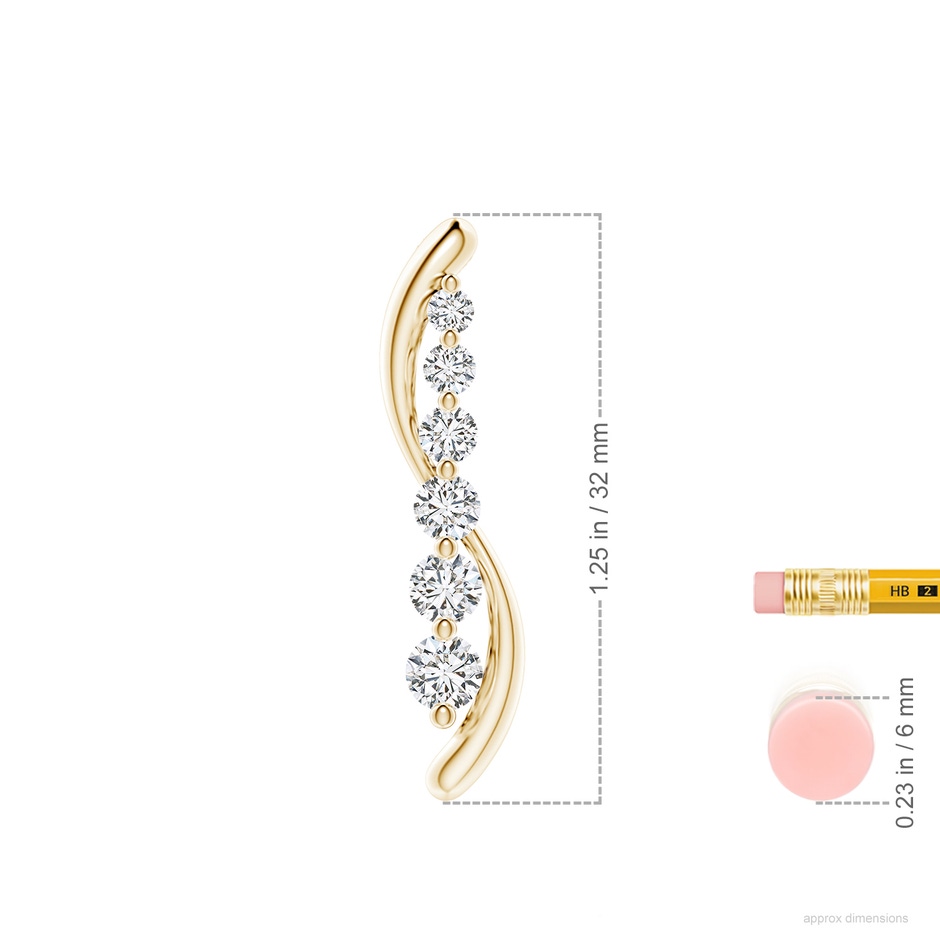 4.2mm HSI2 Six Stone Diamond Journey Necklace in Yellow Gold ruler