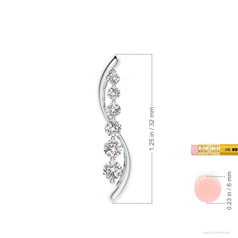 4.2mm IJI1I2 Six Stone Diamond Journey Necklace in P950 Platinum ruler