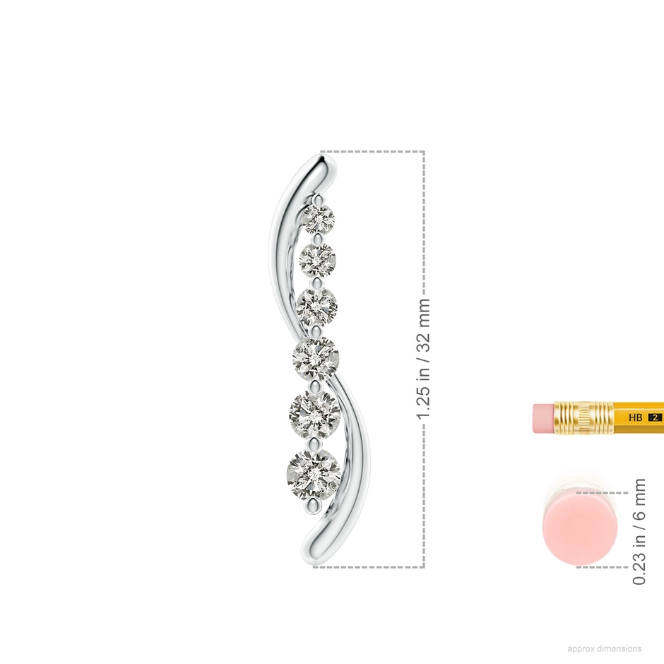 4.2mm KI3 Six Stone Diamond Journey Necklace in White Gold ruler