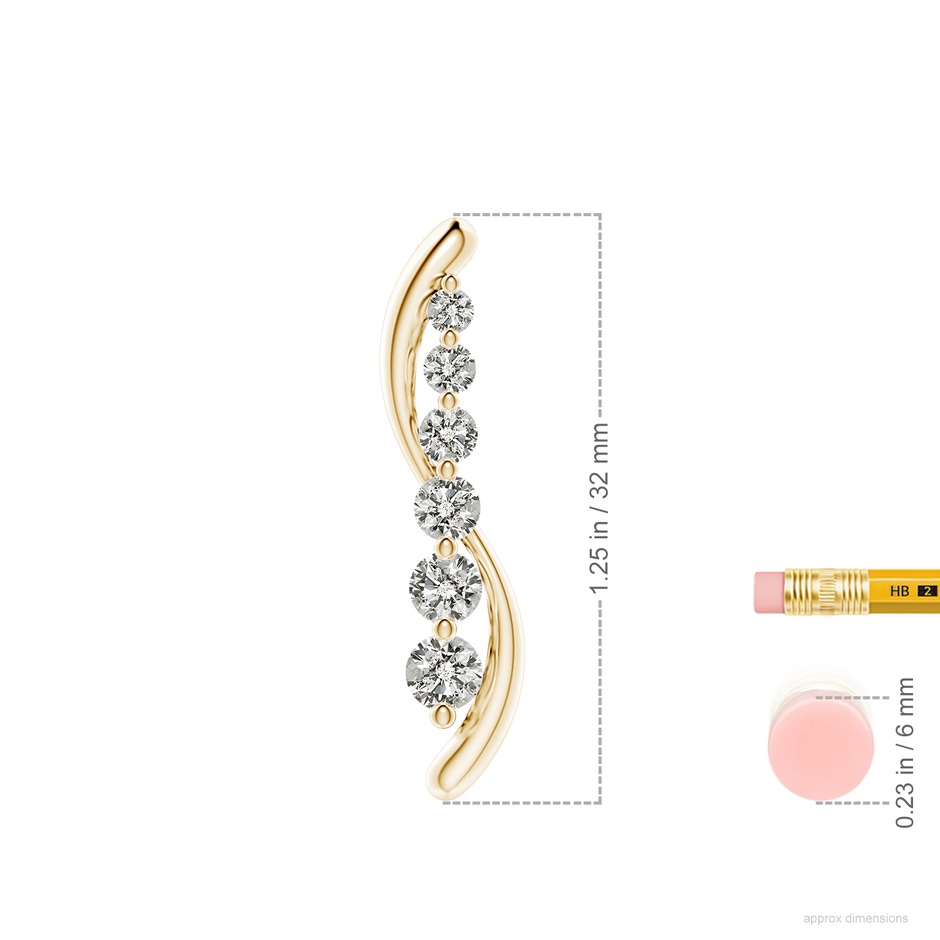 4.2mm KI3 Six Stone Diamond Journey Necklace in Yellow Gold ruler