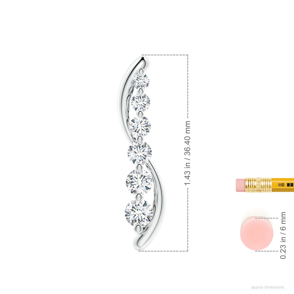 5.2mm GVS2 Six Stone Diamond Journey Necklace in 18K White Gold ruler