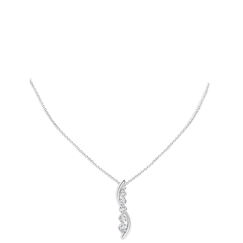 5.2mm GVS2 Six Stone Diamond Journey Necklace in 18K White Gold pen