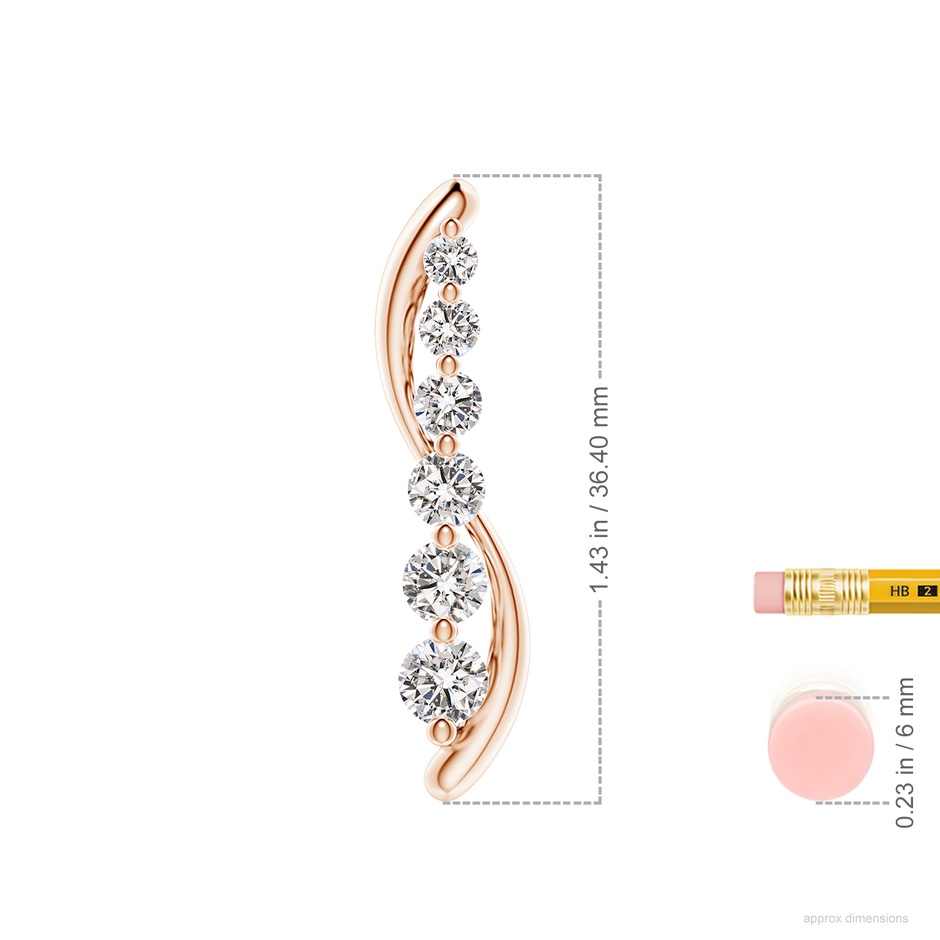 5.2mm IJI1I2 Six Stone Diamond Journey Necklace in Rose Gold ruler